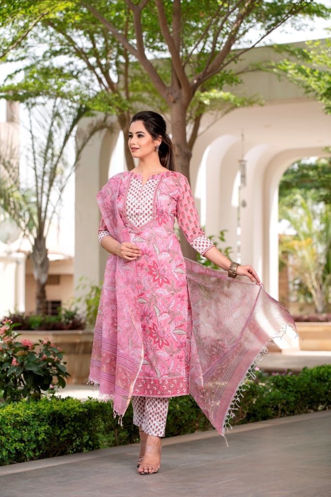 Handblock Print Cotton Suit